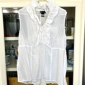 Tuxedo Ruffle Neck Blouse